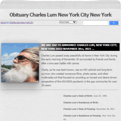 Image of an example of one of the obituary online pages here at https://goodbye.rip.